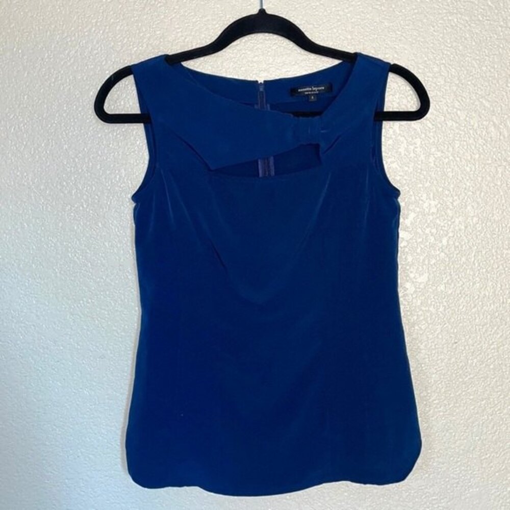 Nanette Lepore Peekaboo front Dark Navy Blue Tank zipper back EUC Size 2